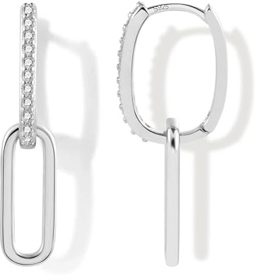 ALEXCRAFT Boucles d'oreilles Femme Pendantes Argent 925 Boucles d'oreilles Femme Carré Boucle d'oreille Pendantes Argent Strass