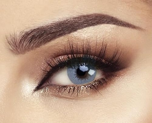 BELLA Diamonds farbige Kontaktlinsen GRAY SHADOW (Dioptrien -0.00) – Stark deckende Monatslinsen für 3 Monate in dunklem Grau, besonders natürliches Ergebnis für dunkle Augen