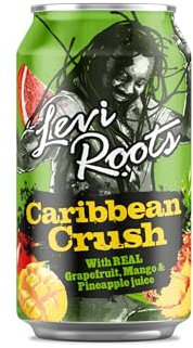 Levi Roots Caribbean Crush – Sparkling Fruit Juice Drink – Grapefruit, Mango & Pineapple – 24 x 330ml Cans – Vegetarian – Tropical Flavour – Party & Vending Pack