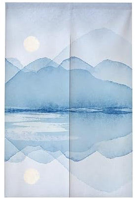 Türvorhang Blauer Weißer Kreis Türvorhang Insektenschutz Polyester Raumteiler Vorhang mit Teleskopstange Vorhang Kurz Küchenvorhang Fliegenvorhang Terrassentür Waschbar Tür Vorhang 90x150cm