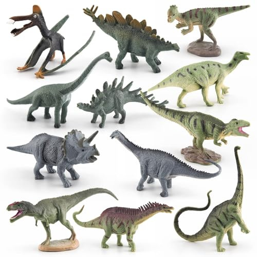 ZOSIGN Dinosauro Giocattolo, 12 Pezzi Giocattolo Dinosauri per Bambini, Realistico Dinosaur Figure Toys, Mini Giocattoli di Dinosauro, Educativo di Giocattolo, Regalo per Bambini Ragazzi Ragazze