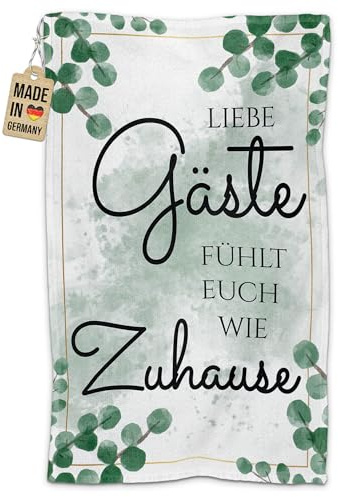 Print Royal PR Gäste-Handtuch mit Spruch - Fühlt euch wie Zuhause - Handtuch Bedrucken - Geschenke zum Einzug, Geburtstagsgeschenk, Gästetücher | Fotohandtuch, 50x 30 cm, Hochformat