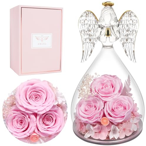 Muttertagsgeschenk, Ewige Rose Schutzengel Geschenke für Mama, Infinity Rose Geburtstagsgeschenk für Frauen Mama Oma Geschenk, Blumen Rosen Geschenke für Frauen Freundin Geschenk Muttertag Jahrestag