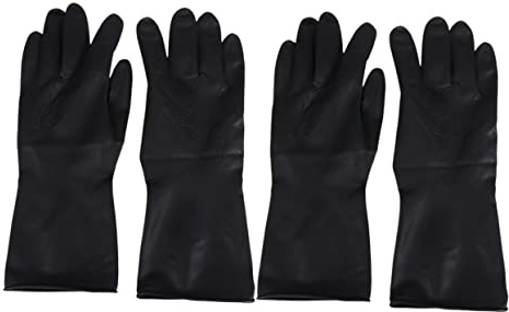 Haarfärbehandschuhe 2 Paar Schwarz Gummi Kunststoff, Wiederverwendbar | Strukturierte Oberfläche für Besseren Halt, für Damen und Herren, Friseurbedarf