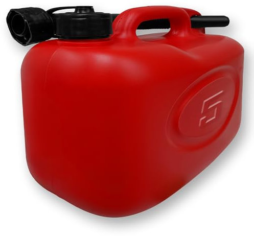 ESTO Tanica Benzina in Plastica 5L, 10L o 20L | Bidone in Polietilene per Benzina, Gasolio e Miscela | con Cannula, Striscia di Misurazione e Design Sicuro per Liquidi Infiammabili (5 Litri)