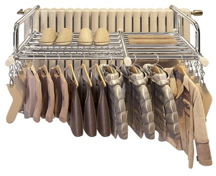 Klappbar Hängetrockner, Zum Aufhängen Von Heizkörpern Und Balkon-Trockengestell, Edelstahl, Mit Sockenclips Aus Edelstahl, für Drinnen Und Draußen, Schnelles Wäschetrocknen, Balkonwäschetrockner(37-60