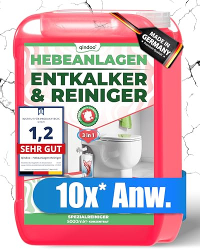 5L Reiniger Hebeanlagen Entkalker, 3 in 1 Reinigungsmittel Qindoo Entkalken Reinigen Geruch entfernen (5 Liter)