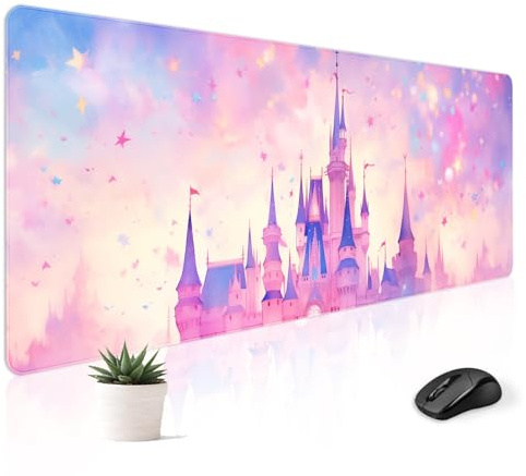 Stanoha Cute Desk Mat for Keyboard Desktop Extra Large Mouse Pad, Castle