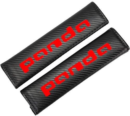 KLHYWEN 2 Pezzi Imbottiture per Cintura Sicurezza Auto per Fi-at Panda Accessori Styling Interni, Coperture di Protezione per Le Spalle Comfort in Fibra di Carbonio,Red