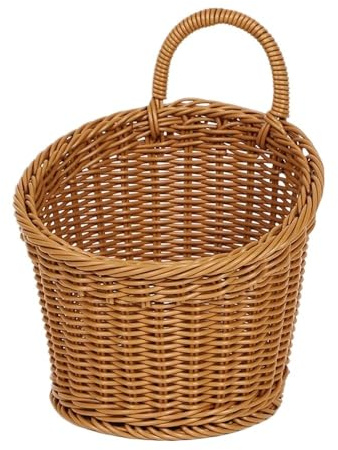 Cmis Kbei Küchen Aufbewahrungskorb Weinrebe mit Griff für Küchenutensilien, Wandkorb zum Aufhängen für Zuhause, Aufbewahrungsbehälter für Blumen (rund, 17 x 15,5 cm)