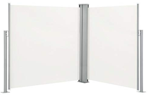 Tidyard Auvent latéral rétractable Crème 140 x 600 cm Protection de l'intimité et Vent, Paravent Store latéral, Abri Solaire Extensible Brise Vue pour Extérieur, Balcon, Terrasse