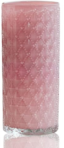 Rosa Glas-Blumenvase, groß, hoch, kristallfarbene Blumenvasen | Blumenvase, Pflanzenbehälter, für den Esstisch zu Hause, Geschenk, Hochzeit, Einweihungsparty