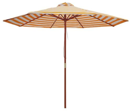 Ombrellone da Spiaggia a Righe Bianche Gialle, Ombrellone da Esterno con Protezione UV, Ombrellone da Giardino per Piscina Terrazzo