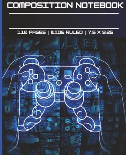 Gaming Composition Notebook for Boys: Cute gaming blue background