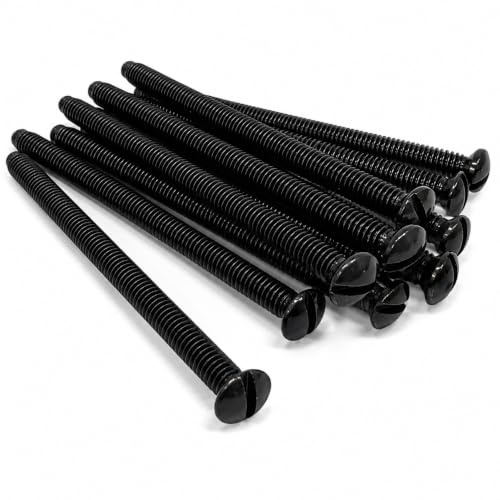 M3.5 x 40mm Black Slotted Head Electrical Machine Screws - Pack of 10 | Suitable for Light Switch & Plug Socket Faceplates and compatible back boxes