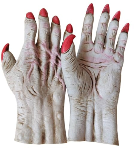 MALSSE Halloween Latex Gloves With Long Nails Halloween Costume Realistic Devil Gloves Horror Claw Accessories Horror Costumes For Women