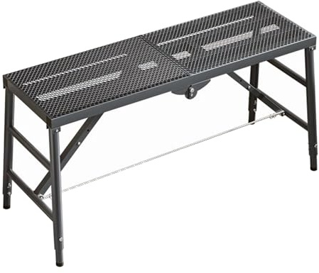 Plataforma de trabajo plegable ajustable de acero al carbono con capacidad de carga de 271 kg, ideal para lavado de vehículos y limpieza de pintura, color amarillo, 120 x 30 x 94 cm