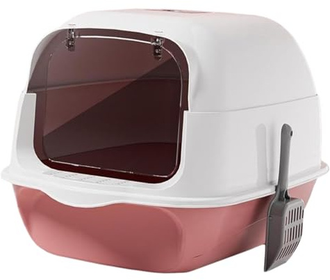 Lettiera Gatto Lettiera Per Gatti Con Cappuccio Vasino Per Accessori Per Animali Domestici Di Grandi Dimensioni Sabbiera Staccabile Riutilizzabile Grande Capacità Pratica e Igienica(Pink)