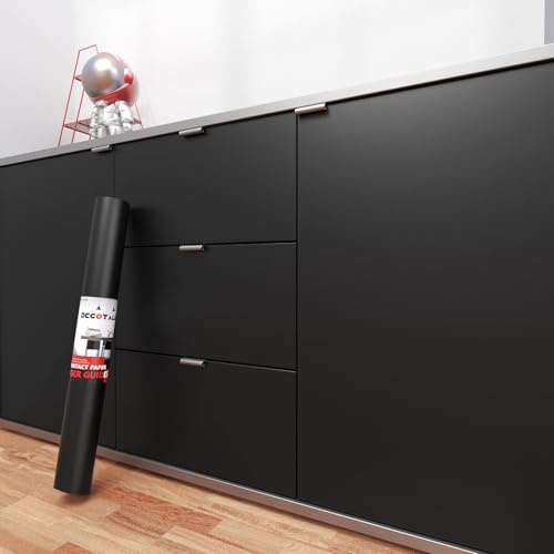 Decotalk Rouleau Adhesif Pour Meuble Noir Mat 60X300cm Papier Peint Chambre Adulte Moderne Noir Film Autocollant Meuble Décoratif Rouleau Vinyle Autocollant Décoration Pour Chambre Salon Étanche