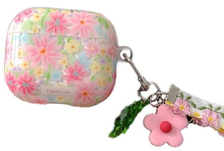 PIQIUZC Cute Grace - Custodia protettiva per auricolari con motivo floreale rosa, compatibile con AirPods Pro 3 (2025), custodia protettiva per Air Pod Pro 3 (fiore)