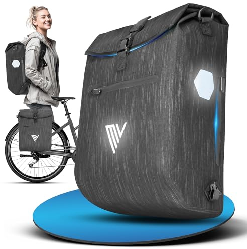 MIVELO 3-i-1 cykelväska för bagagehållare – cykelväska ryggsäck med vadderat laptopfack – bagagehållarväska bak 100 % vattentät med reflektorer (grafit, 20 liter)