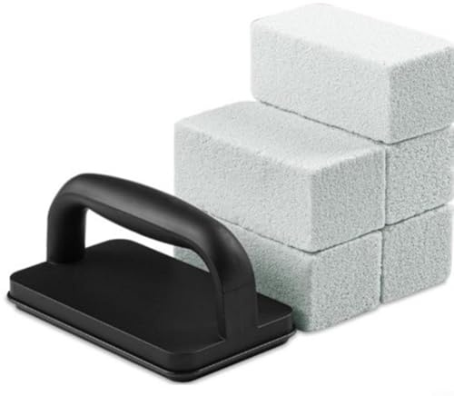 6 Stück Bimsstein zur Reinigung, Grillziegelblock mit Griff, Bimssteine zur Fettentfernung und Wartung von Outdoor-Kochgeräten