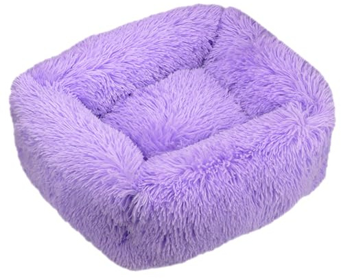 HotYou Orthopädisches Hundebett Rechteckiger Fluffy Wolke Hundekissen Hundesofa Katzenbett Kuscheliges Hundekorb Waschbar Rutschfester und Wasserdichter Boden,Lila,M 66 * 55 cm（<9KG）