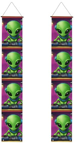 Veranda-Banner mit grünem Alien-Druck, für Thanksgiving, Indoor-Banner für Haustür, für alle Feiern