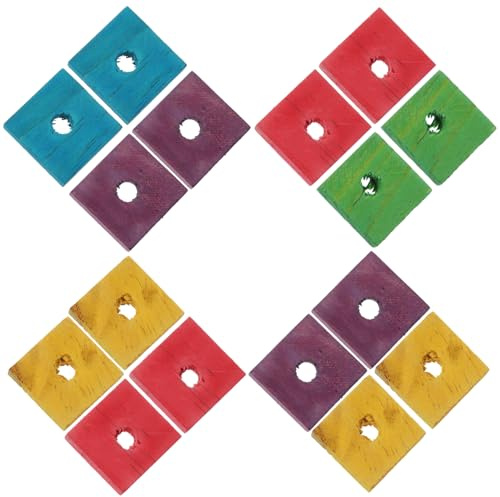 UTHCLO Parrot Bite Toy Parrot Wood Chip Toy Chewing Fun Educational Wooden Clips 3 X 3 X 0.5Cm for Parakeets Cockatiels Pet Bird Play
