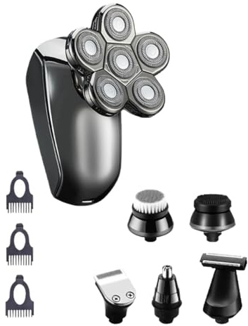 OSOLADY Rasoio Elettrico Uomo Multiuso per Barba Corpo e Capelli Portatile e Facile da Pulire con Testine Rotanti e Corpo in Resistente