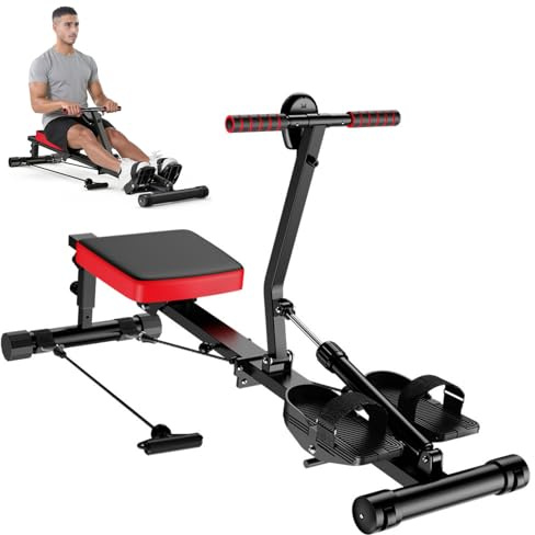 GartistGo Rudergerät für Zuhause Hydraulisch Rowing Machines, 12 Widerstandsstufen, 180KG Belastbarkeit, Ganzkörpertraining Rudermaschine Fitnessgerät
