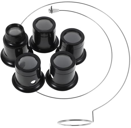 Uonlytech Uhrmacherlupe mit 3X 5X 10x 15x 20 Stück Vergrößerung Clip Lupe aus Stahl für Freihändiges Arbeiten Hochtransparente Linsen Leichte Uhrenreparatur und Schmuckprüfung