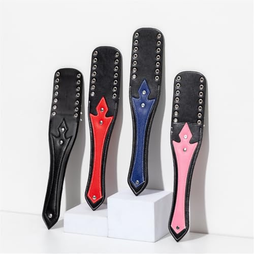 4 Farben LederschläGer Mit Metallnieten Lederpeitsche In Verschiedenen Bdsm-Spanking-Paddle FüR MäNner Und Frauen Paare Erotisches Produkte Erwachsene（Pink）