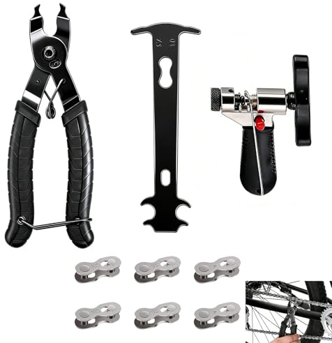 Bike Chain Repair Tool, Bicycle Chain Tool Kit with Breaker Splitter, Master Link Pliers and Wear Indicator Gauge, Removal Set for MTB Road Bike Maintenance, Compatible with 6/7/8/9/10 Speed Chains