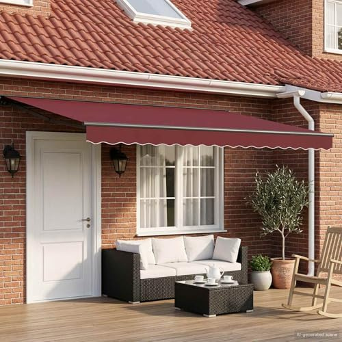 LoogCape Tenda da sole elettrica estensibile, 4 x 2 m, con tessuto in poliestere resistente alle intemperie, telaio in acciaio verniciato a polvere, telecomando, montaggio a parete per terrazza