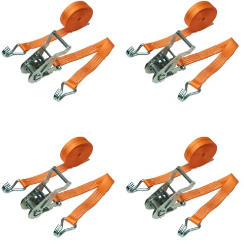 4X 2 TLG. Spanngurt Zurrgurt Ratschenzurrgurt, 2 t, 2 Tonnen, 2000 kg, 1000 daN 8m orange