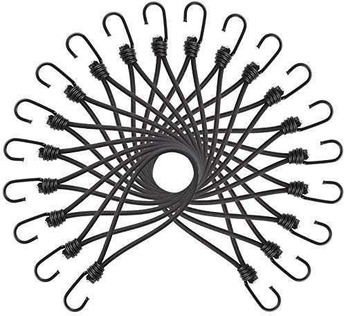 20 Stück Expanderhaken 25 x 0,6 cm schwarz Abspann-Gummis mit Haken für Anhänger-Planen, Netze uvm.