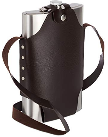 2 x Flachmann aus Edelstahl, XXL, hochwertige Taschenflasche zum Umhängen, 1,8l Fassungsvermögen, Partyspaß, silber | hochwertige Taschenflasche zum Umhängen, 1,8l Fassungsvermögen, Partyspaß
