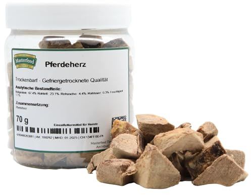 Masterfeed Trockenbarf Pferdeherz, gefriergetrocknete Qualität, Barf Leckerli für Hunde, 150 g