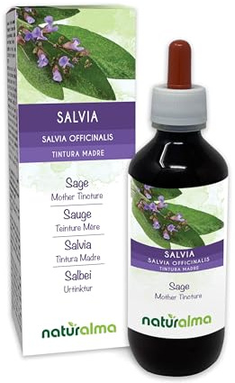 Salvia (Salvia officinalis) hojas Tintura Madre sin alcohol Naturalma - Extracto líquido gotas 200 ml - Complemento alimenticio - Vegano