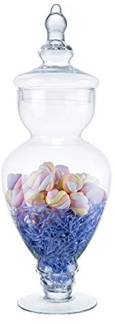 Diamond Star Large Clear Glass Apothecary Jars, Gourd Shape Candy Buffet Display, Elegant Storage Jar, Decorative Wedding Candy Organizer Canisters (Height: 15 Body: 6.7)