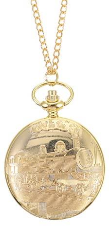 Hemobllo Vintage Train Pocket Watch Gold Tone Antique Chest Watch with Chain for Men and Women Classic Souvenir Gift