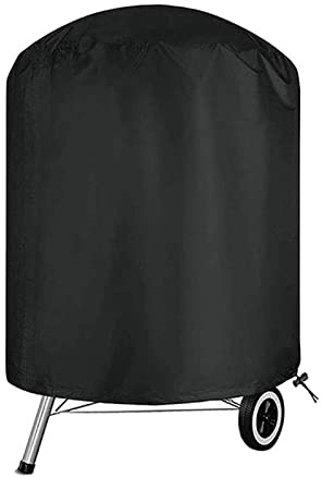 AWSAD Kugelgrill Abdeckung mit Kordelzug Rund BBQ Grillabdeckung Wasserdicht, Winddicht, UV-Beständig 210D Oxford Gewebe Grill-Abdeckhaube (Color : Black, Size : 110x90cm)