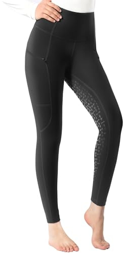 Harrison Howard Damen Vollbesatz Silikon Grip Reithose Reithose Hohe Taille Leggings für Damen, Schwarz, Groß