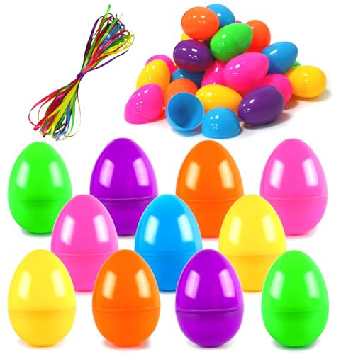 ROSAUI 36x Ostereier Plastik 8,7cm Ostereier zum befüllen Eier zum Befüllen Draußen Bunte Ostereier aus Kunststoff Osterdeko zum Aufhängen