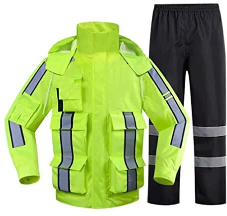 YOOPKA Warnwesten Auto wasserdichte Seidensicherheit Jacke Fluoreszierende Grüne Dienstanzug Atmungsablöser Wärme Reflektierende Overalls Warnweste Sicherheitsweste (Color : Yellow, Size : S)