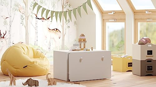 KOBI Cassapanca per giocattoli Inga, 41,6 x 71,6 x 41,6 cm, cassapanca per bambini, scatola per giocattoli, ragazzi e ragazze, vassoio giocattolo per camera da letto, bambini, rosa