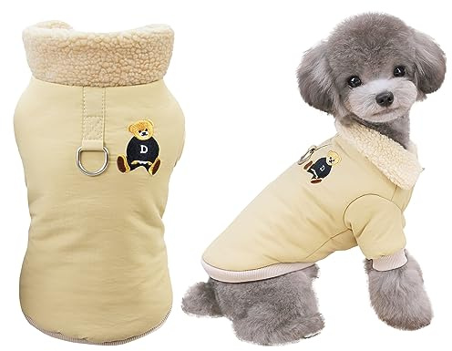 Izefia Abrigo de Perro Clima Frío Chaqueta A Prueba de Viento Chaqueta de Terciopelo Suéter Cálido Suéter Invierno Ropa Gruesa Abrigo de Perro Gato Mediano