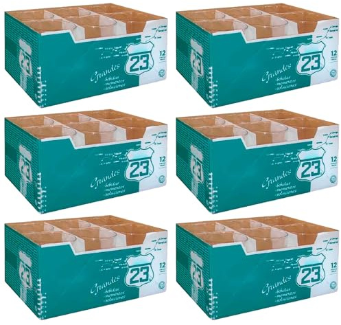 Acan Tradineur - Pack de 6 Caja de 12 Vasos Modelo Ruta - Capacidad de 360 ML - Fabricado en Vidrio Resistente - Apto para lavavajillas - Tamaño Aprox: Ø 8,5 x 9 cm - 72 Uds Total