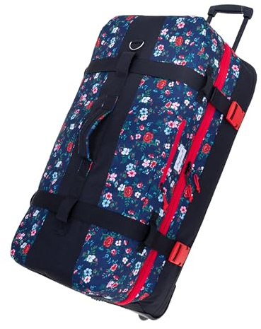 Elephant Trolley Reisetrolley Travel Tasche XXL 82 cm 13026 Blue Flower | Reisetasche 2 hauptfächer Gepäck 120 Liter Trolly Herrn Damen Tasche Schullandheim Weichgepäck Schiffsreise